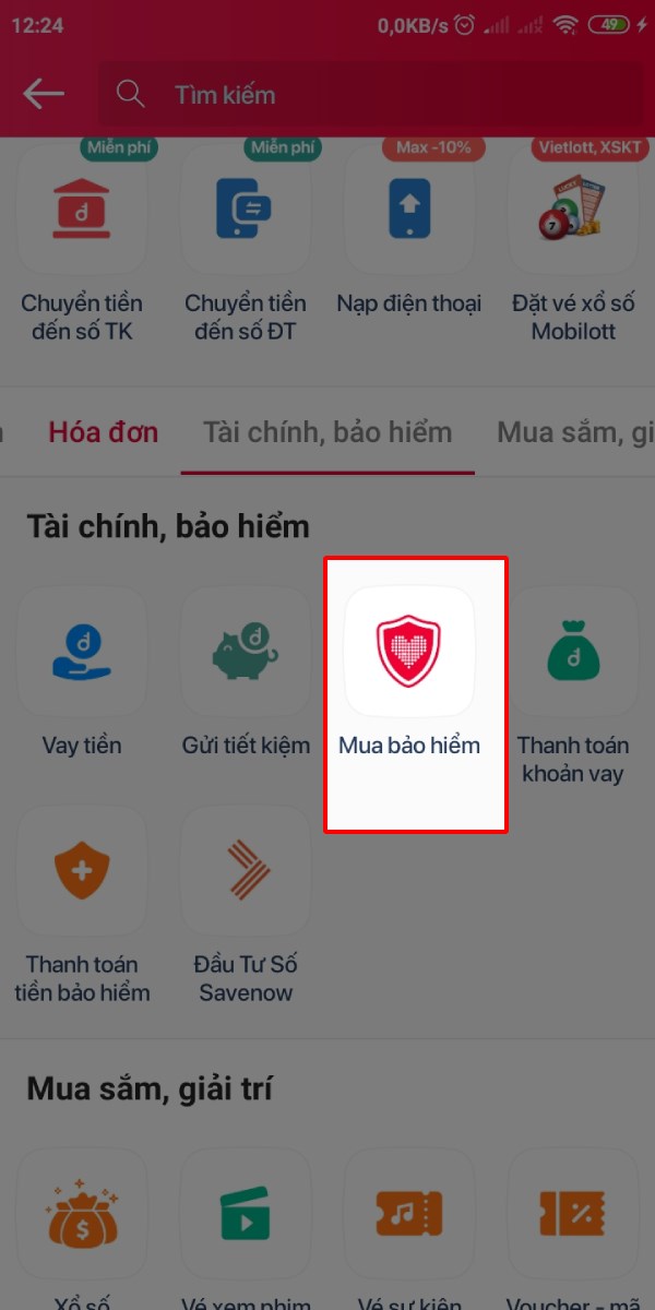 Bấm chọn Mua bảo hiểm Bấm chọn Mua bảo hiểm