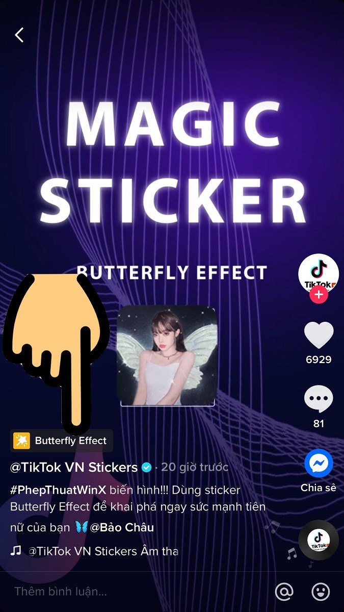 Nhấn chọn filter Butterfly Effect Nhấn chọn filter Butterfly Effect
