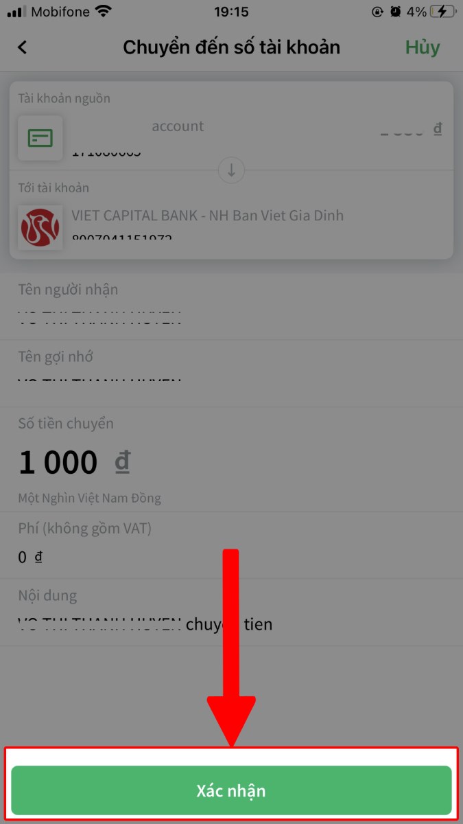 Nhấn nút Xác nhận Nhấn nút Xác nhận