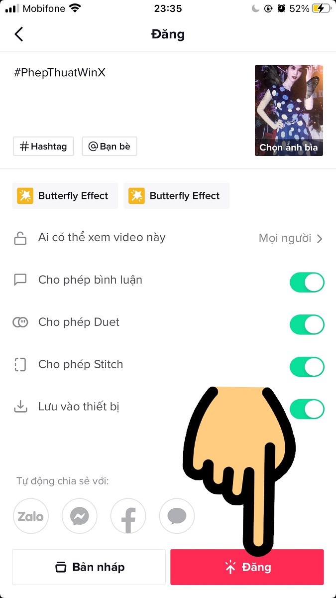 Nhấn nút Tiếp Nhấn nút Đăng để tải video lên TikTok