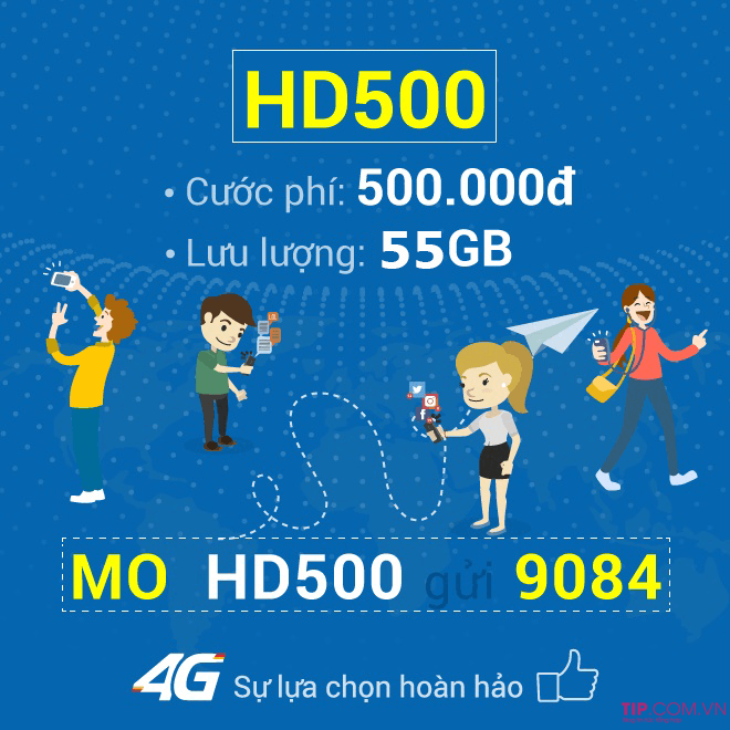 Cách đăng ký gói cước HD500 Mobifone chỉ với 500k nhận ngay 55GB