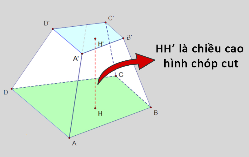 Chiều cao của hình chóp cụt là đường nào?