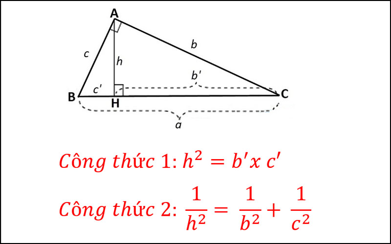 Công thức tính đường cao trong tam giác vuông