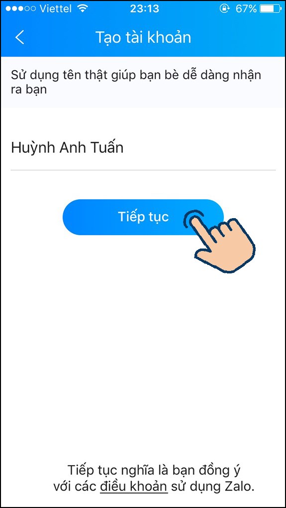huong-dan-cach-dang-ky-zalo-tren-dien-thoai-may-tinh-web-don2-575x1020-1 điền tên của bạn vào ô trống và nhấn Tiếp tục.