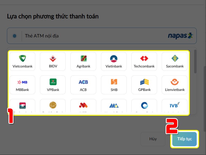 Chọn ngân hàng Chọn ngân hàng