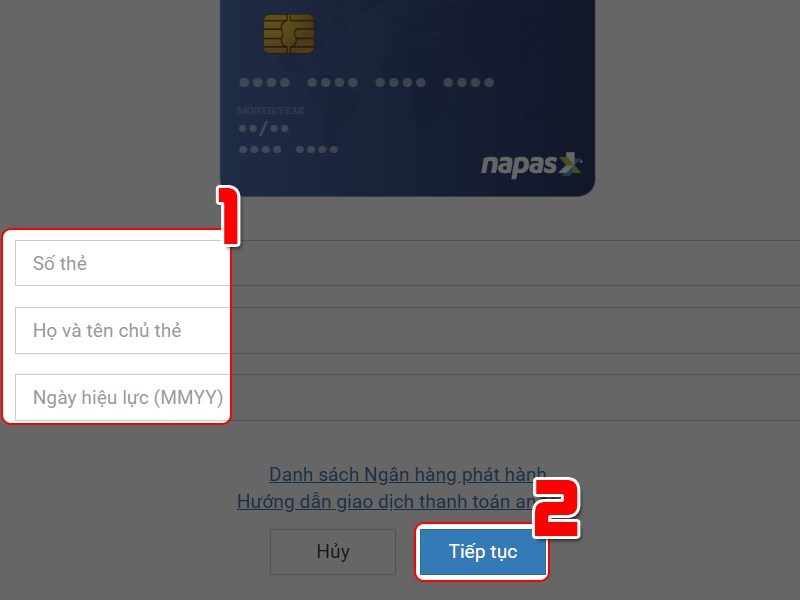 Điền thông tin thẻ thanh toán Điền thông tin thẻ thanh toán