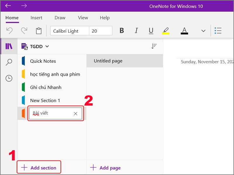 Nhấn Add section Nhấn Add section