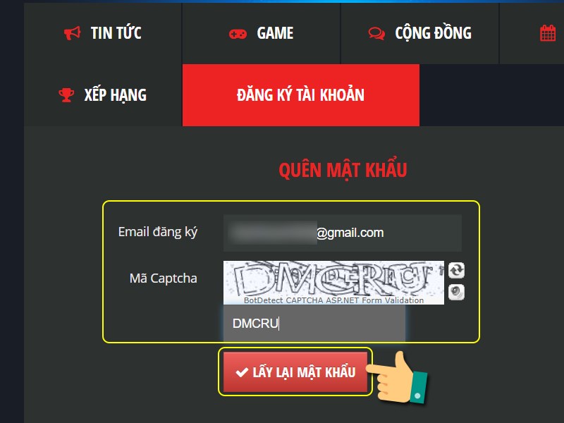 Điền Email đã đăng ký tài khoản Điền Email đã đăng ký tài khoản