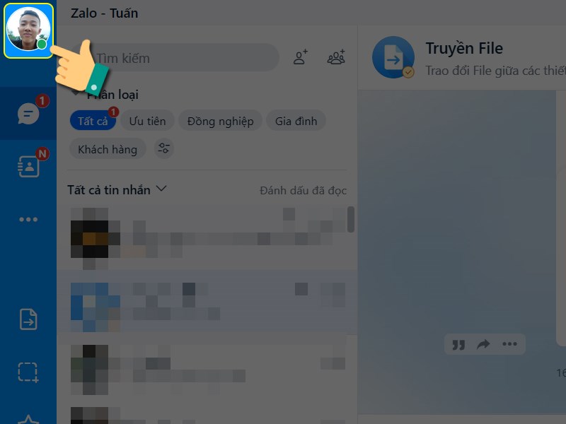 Nhấn vào ảnh đại diện Nhấn vào ảnh đại diện