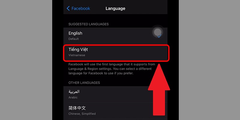 Cài đặt ngôn ngữ Tiếng Việt