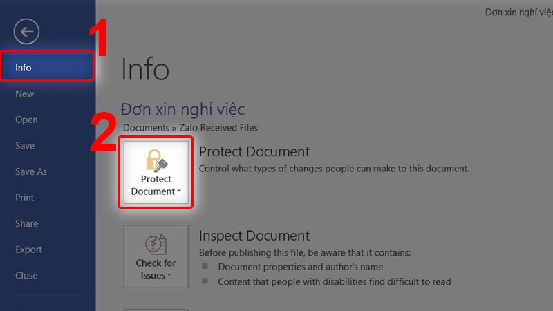Chọn tiếp vào mục Check for Issues. Chọn tiếp vào mục Check for Issues.