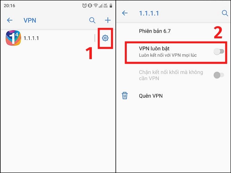Cách hiển thị luôn kết nối VPN