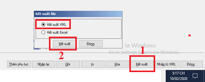 Kết Xuất tờ khai dạng XML