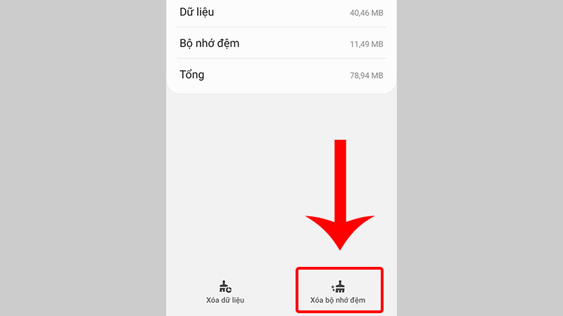 Nhấn Xóa bộ nhớ đệm