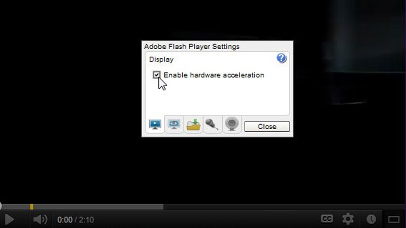 Bỏ tick tùy chọn Enable hardware acceleration