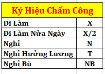 Ký hiệu chấm công Ký hiệu chấm công