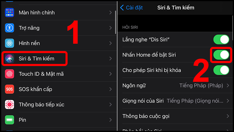 Bật lại Siri bằng cách bật lại tùy chọn Nhấn nút Home để bật Siri