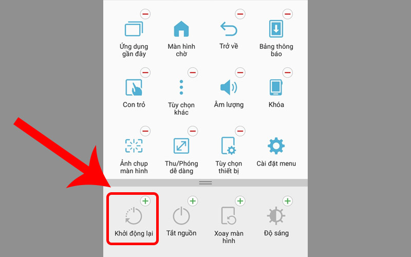 Thêm mục Khởi động lại vào nút Home ảo