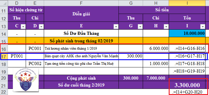 Cách lập sổ quỹ tiền mặt trên excel