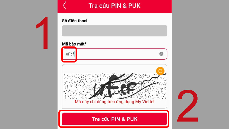 Tiến hành tra cứu PIN & PUK