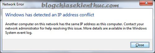 Windows has detected an IP address conflict