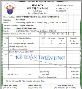 Mẫu hóa đơn điều chỉnh giảm đơn giá