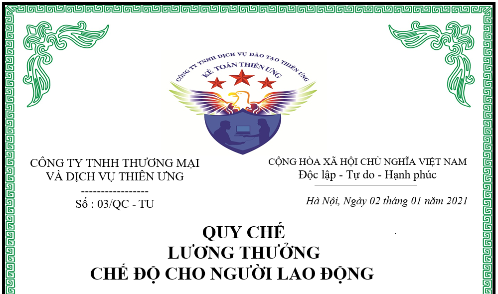 Mẫu quy chế lương thưởng mới nhất năm 2021