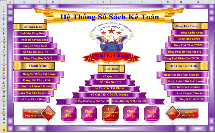 Mẫu hệ thống sổ sách kế toán bằng Excel Mẫu hệ thống sổ sách kế toán bằng Excel