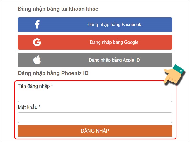 Đăng nhập tài khoản game của bạn Đăng nhập tài khoản game của bạn