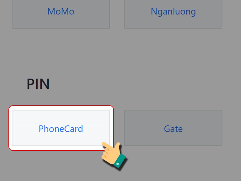 Nạp bằng thẻ điện thoại Nạp bằng thẻ điện thoại