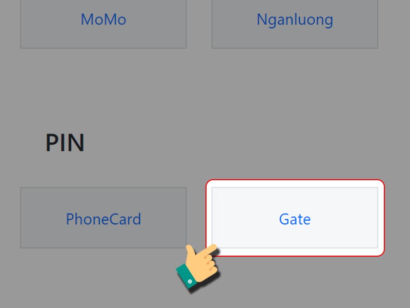 Nạp bằng thẻ GATE Nạp bằng thẻ GATE