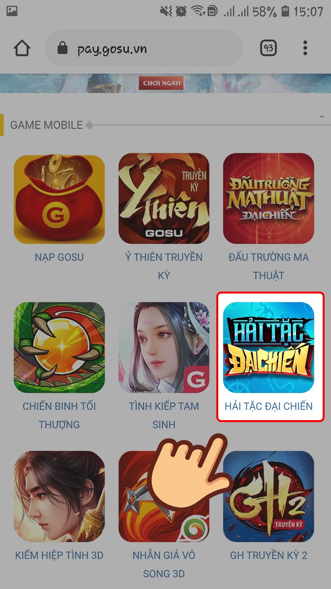 Vào trang chủ Gosu, chọn game Hải Tặc Đại Chiến Vào trang chủ Gosu, chọn game Hải Tặc Đại Chiến