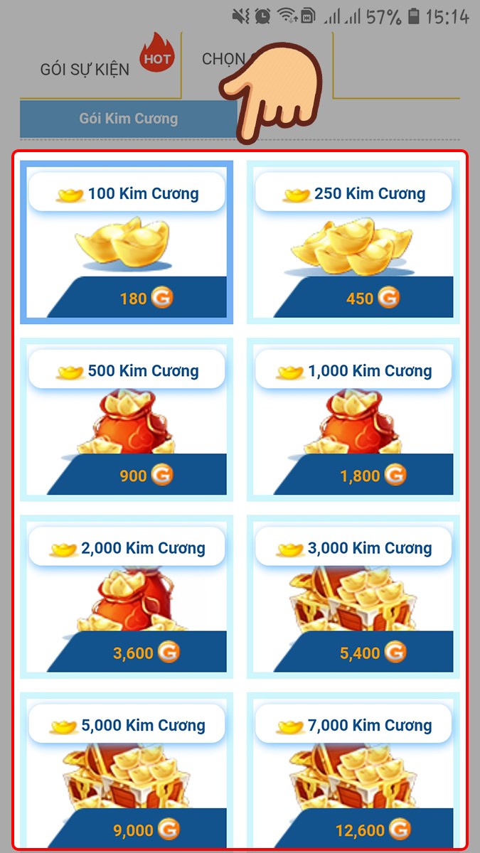 Chọn gói nạp Chọn gói nạp