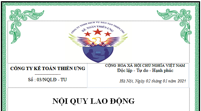 Mẫu nội quy lao động