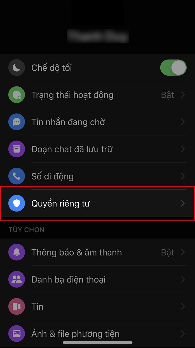 Chọn Quyền riêng tư Chọn Quyền riêng tư