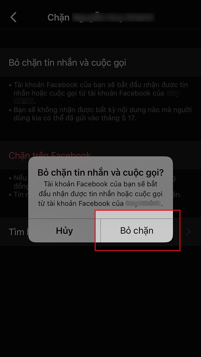 Chọn Bỏ chặn Chọn Bỏ chặn