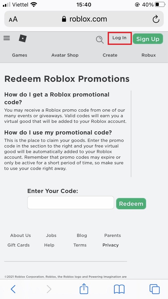 Đăng nhập vào tài khoản Roblox của bạn Đăng nhập vào tài khoản Roblox của bạn