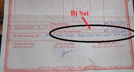 hóa đơn viết sai hóa đơn viết sai