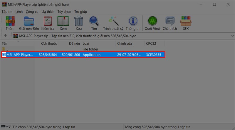 Nhấn chọn MSI-APP-Player.exe để bắt đầu cài đặt Nhấn chọn MSI-APP-Player.exe để cài đặt
