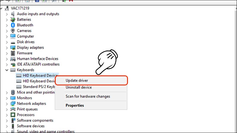 Chọn Update Driver Chọn Update Driver