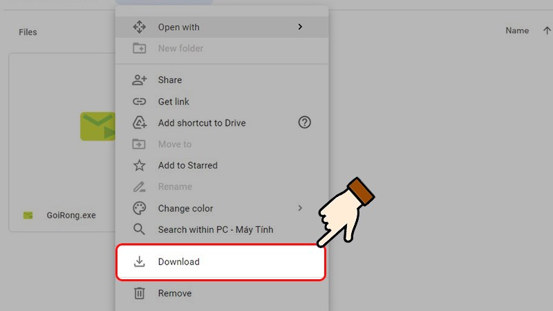 Click chuột phải vào file và chọn Download Click chuột phải vào file GoiRong.exe và chọn Download