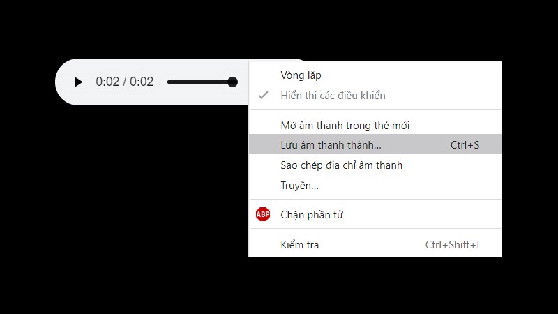 Nhấn chuột phải vào audio và nhấn Lưu ảnh Nhấn chuột phải vào audio và nhấn Lưu âm thanh thành...