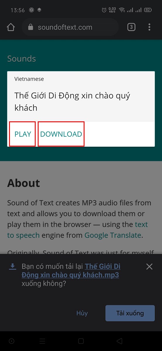 Nhấn Play để nghe thử và Download để tải về điện thoại Nhấn Play để nghe thử và Download để tải về điện thoại