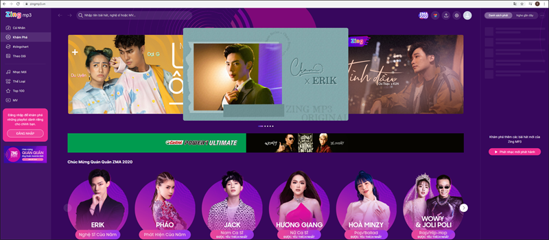 Truy cập vào trang web Zing mp3 trên trình duyệt máy tính của bạn Truy cập vào trang web Zing mp3 trên trình duyệt máy tính của bạn