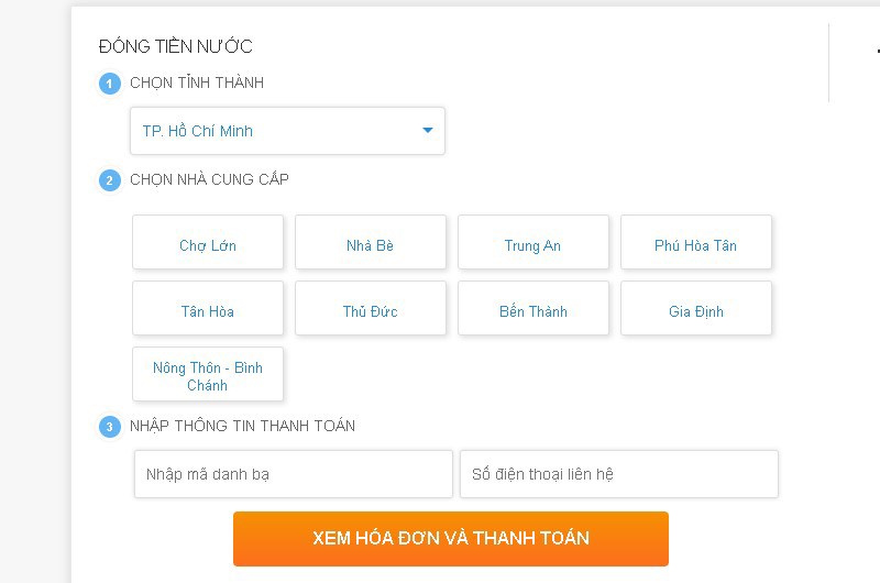 Chọn thông tin cần thiết và nhấn xem hóa đơn và thanh toán Chọn thông tin cần thiết và nhấn xem hóa đơn và thanh toán