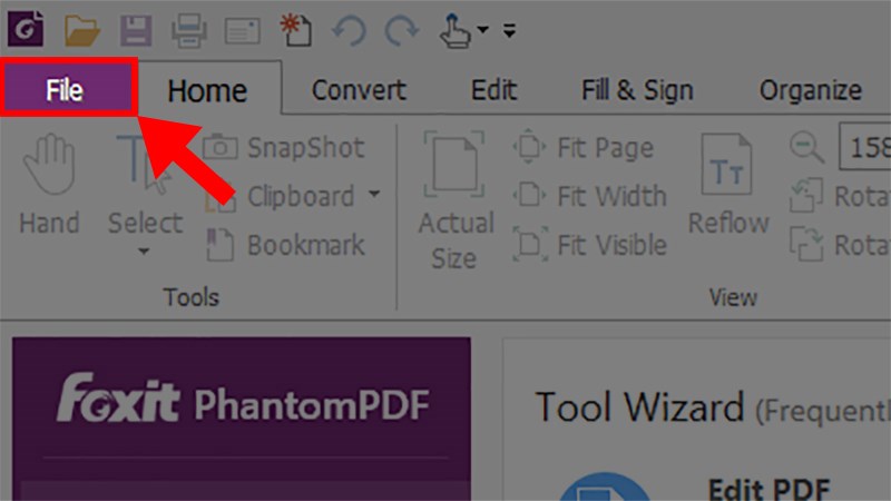 Mở phần mềm Foxit PhantomPDF Reader > Chọn thẻ File Mở phần mềm Foxit PhantomPDF Reader > Chọn thẻ File