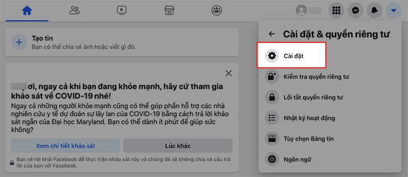 Chọn Cài đặt Chọn Cài đặt