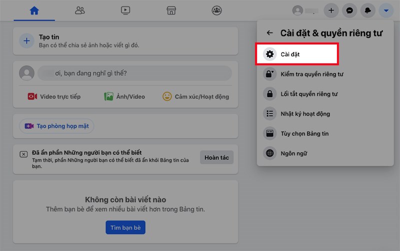Chọn Cài đặt Chọn Cài đặt