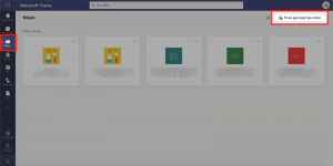 Mở Microsoft Teams trên máy tính, nhấn vào biểu tượng Nhóm ở góc bên trái > Chọn Tham gia hoặc tạo nhóm