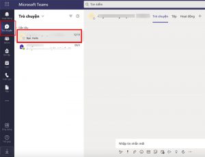 Mở Microsoft Teams trên máy tính, chọn biểu tượng Trò chuyện ở góc bên phải > Chọn nhóm mà bạn muốn gọi